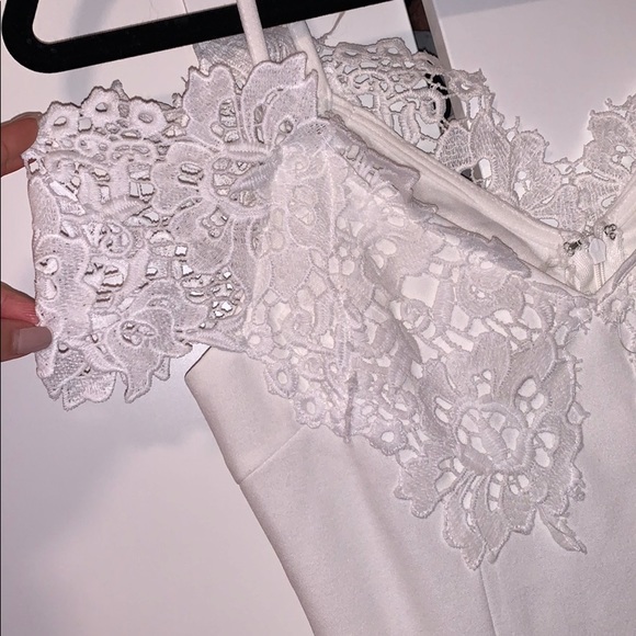 White Dress with Lace on neck & arms - Picture 2 of 4